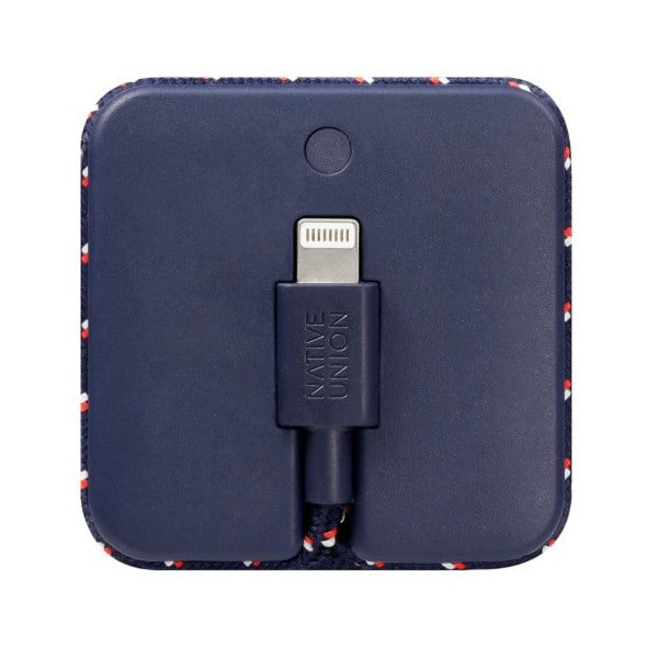 Ciemnoniebieski powerbank z kablem do ładowania Lightning iPhone Native Union Jump Cable, dł. 45 cm