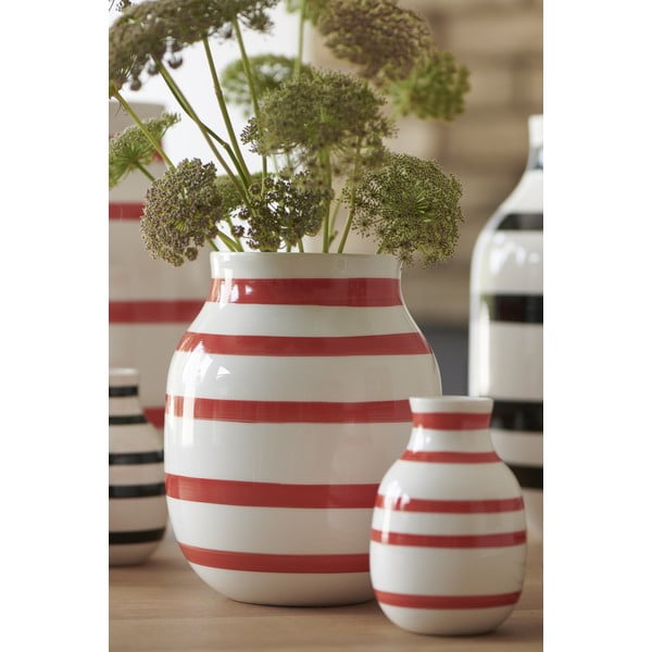 Biało-czerwony ceramiczny wazon w paski Kähler Design Omaggio, wys. 20,5 cm-image-1