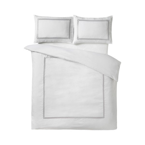 Biała satynowa pościel jednoosobowa 135x200 cm So Soft Mono Satin Stitch – Catherine Lansfield