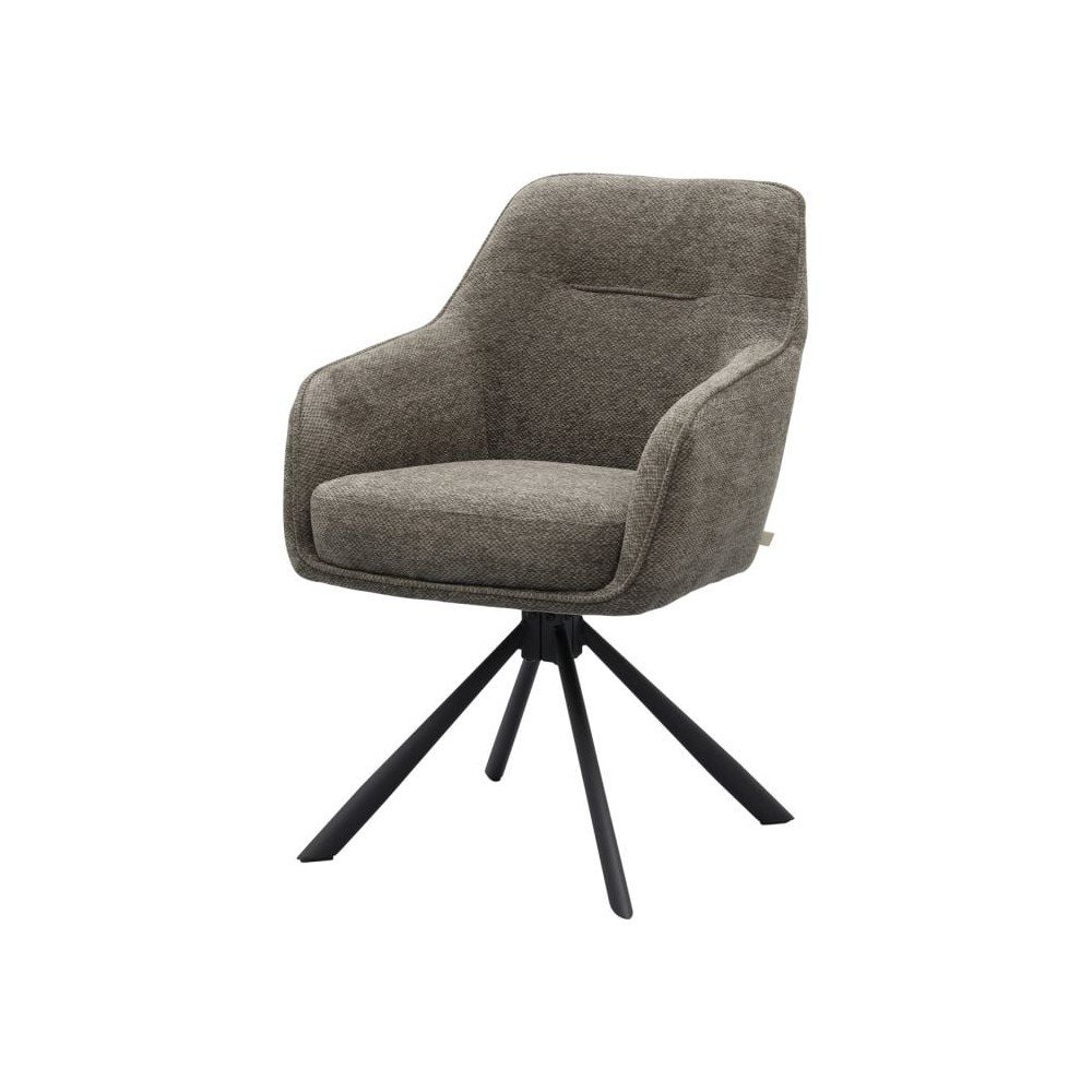 Ciemnoszary tapicerowany fotel jadalniany z podłokietnikami Avola – Unique Furniture
