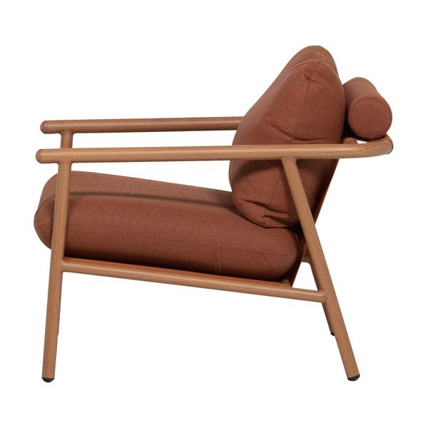 Metalowy/tapicerowany fotel ogrodowy w kolorze terakoty Cavero – WOOOD-image-3