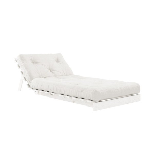 Fotel rozkładany z jasnobeżowym obiciem Karup Design Roots White/Natural-image-4