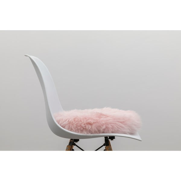Różowa poduszka na krzesło ze skóry owczej Native Natural Round, ⌀ 40 cm-image-3