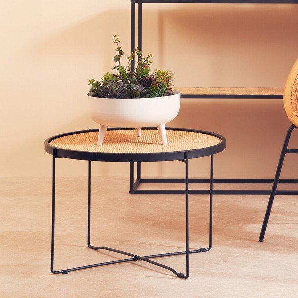 Rattanowy okrągły stolik w naturalnym kolorze ø 60 cm Depok – Premier Housewares-image-4