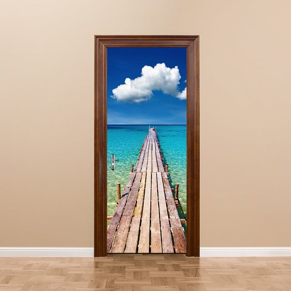 Elektrostatyczna naklejka na drzwi Ambiance Welcome to Paradise, 83x204 cm