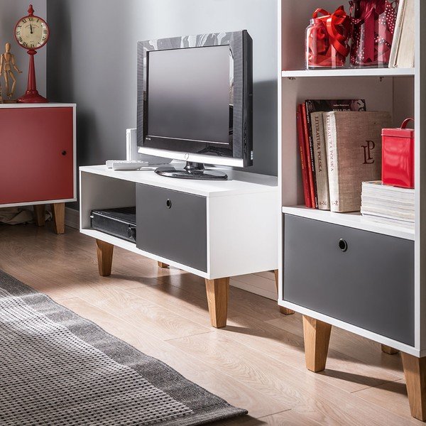 Biało-szara szafka pod TV Vox Concept-image-1