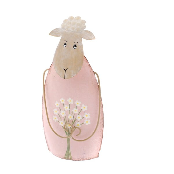 Różowa dekoracyjna figurka z metalu owieczka Dakls
