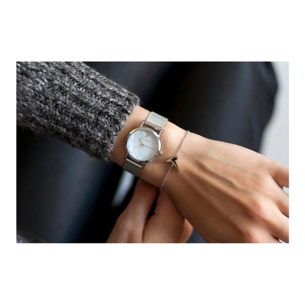 Zegarek damski z bransoletką ze stali nierdzewnej w srebrnym kolorze Emily Westwood Bussiness-image-1