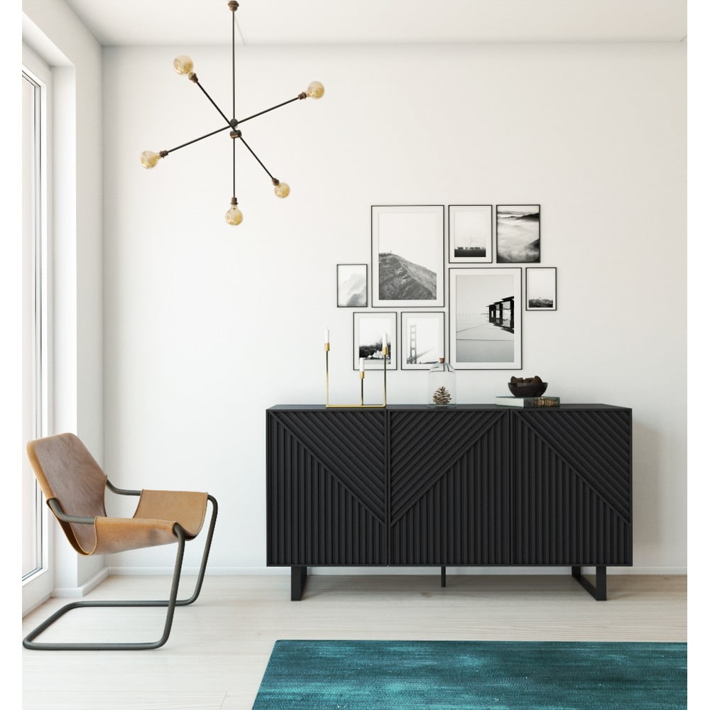 Czarna komoda 151x80x35 cm Peta – Marckeric (zdjęcie 3)
