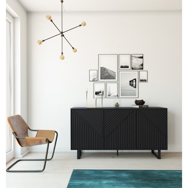 Czarna komoda 151x80x35 cm Peta – Marckeric-image-2
