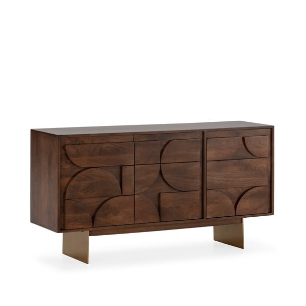 Brązowa komoda z litego drewna mango 145x76x40 cm Trisha – MOME-image-2