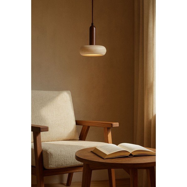 Brązowa/beżowa lampa wisząca LED z kamiennym kloszem ø 15 cm Karo – Opviq lights-image-3