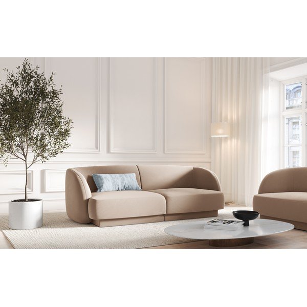Beżowa aksamitna sofa 184 cm Miley  – Micadoni Home-image-1