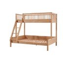 Piętrowe łóżko dziecięce z litego drewna dębowego ze stelażem 140x200/90x200 cm w naturalnym kolorze Forrest – Vipack