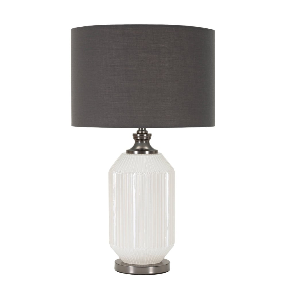 Szara lampa stołowa z tekstylnym kloszem (wysokość 65 cm) Brighty – Mauro Ferretti