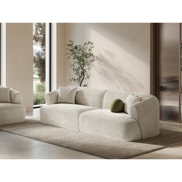 Beżowa sztruksowa sofa 255 cm Campi – Cosmopolitan Design-image-1