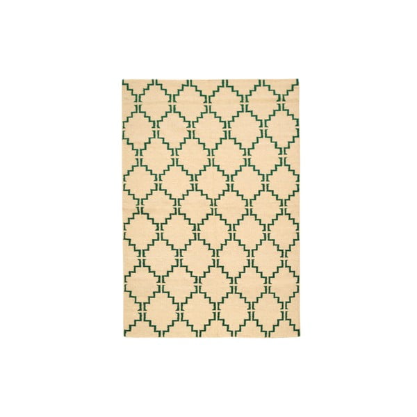 Ręcznie tkany dywan Green Lines Kilim, 158x217 cm