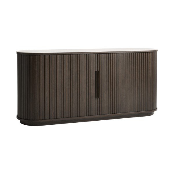 Komoda z ceramicznym blatem z drzwiami przesuwnymi w ciemnym naturalnym kolorze 165x76x45 cm Enna – Unique Furniture