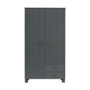 Ciemnoszara szafa z litego drewna sosnowego 111x202 cm Dennis – WOOOD