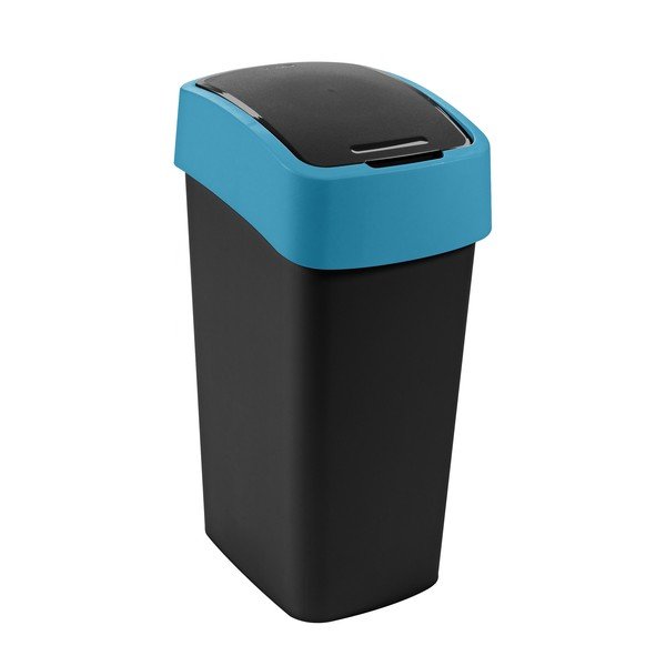 Czarny/niebieski plastikowy kosz na śmieci do segregacji odpadów 45 l Flip Bin – Curver