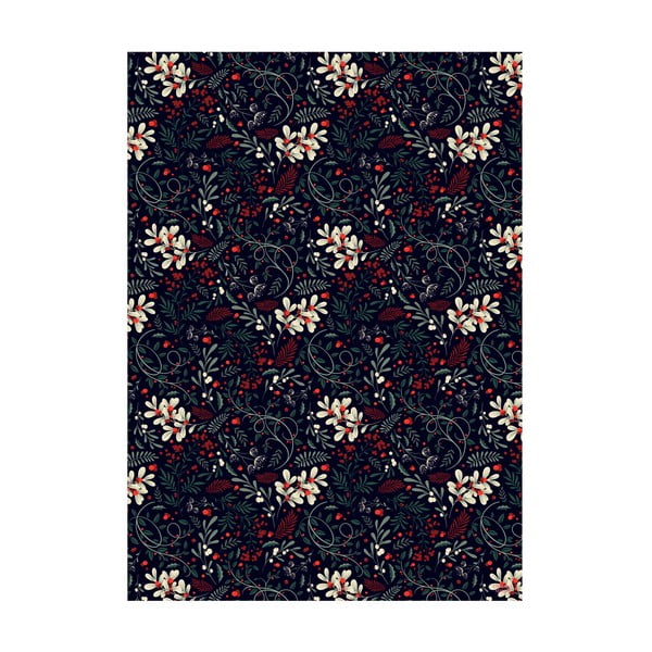 5 arkuszy czarnego papieru do pakowania prezentów eleanor stuart Winter Floral, 50x70 cm-image-1