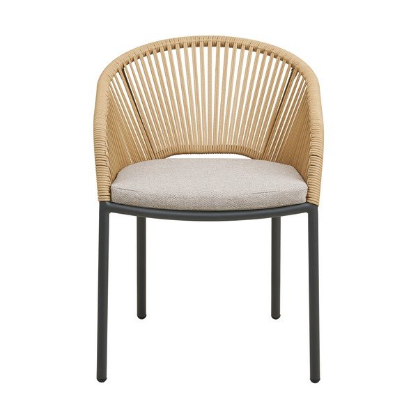 Beżowe metalowe tapicerowane krzesło ogrodowe Novella – House Nordic-image-2