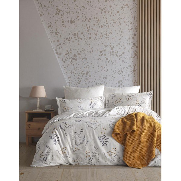 Beżowa pościel dwuosobowa z bawełny renforcé 240x220 cm Soft Floral – Mila Home Luxury
