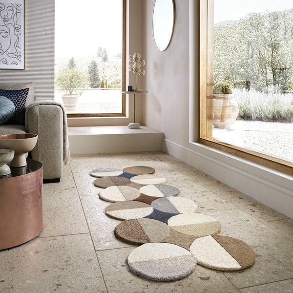 Szarobeżowy wełniany chodnik tkany ręcznie 80x230 cm Mia Ellipse – Flair Rugs-image-2