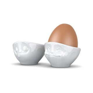 Komplet 2 białych porcelanowych zakochanych kieliszków do jajek 58products, 100 ml