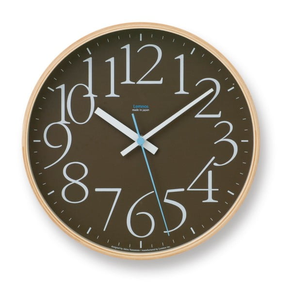 Brązowy zegar Lemnos Clock AY, ⌀ 25,4 cm