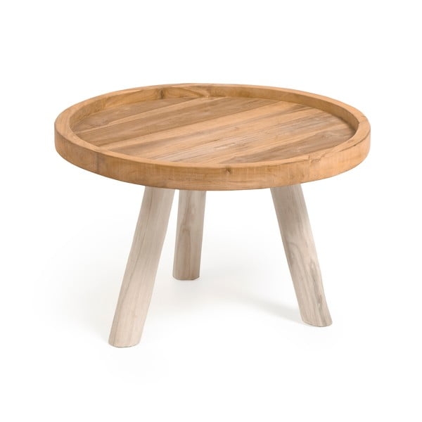 Okrągły stolik z litego drewna tekowego w naturalnym kolorze ø 55 cm Glenda – Kave Home