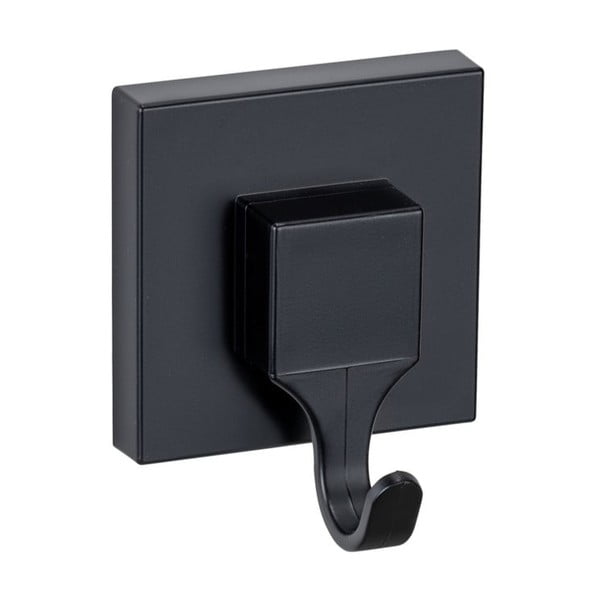 Czarne samoprzylepne plastikowe haczyki zestaw 2 szt. Quadro – Wenko