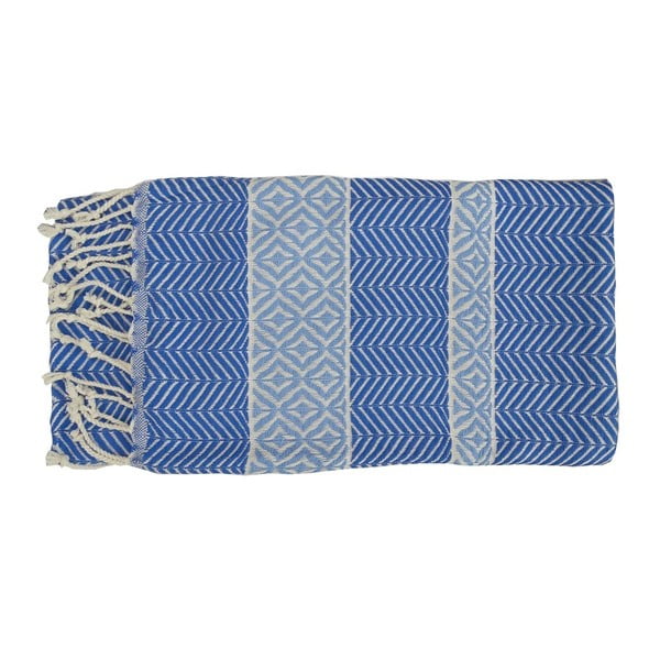 Niebieski ręcznik kąpielowy tkany ręcznie z wysokiej jakości bawełny Homemania Basak Hammam, 100 x 180 cm