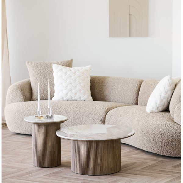 Okrągły stolik z blatem w dekorze marmuru ø 45 cm Athens – House Nordic-image-1