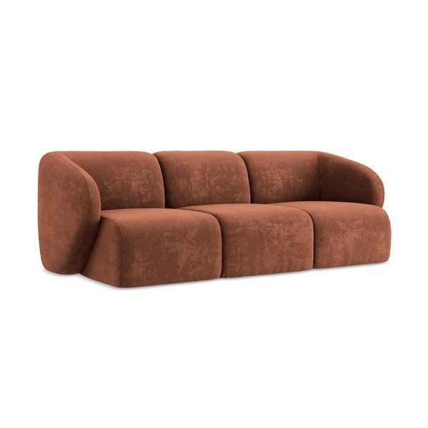 Sofa z tkaniny szenilowej w kolorze terakoty 244 cm Lani – Makamii-image-1