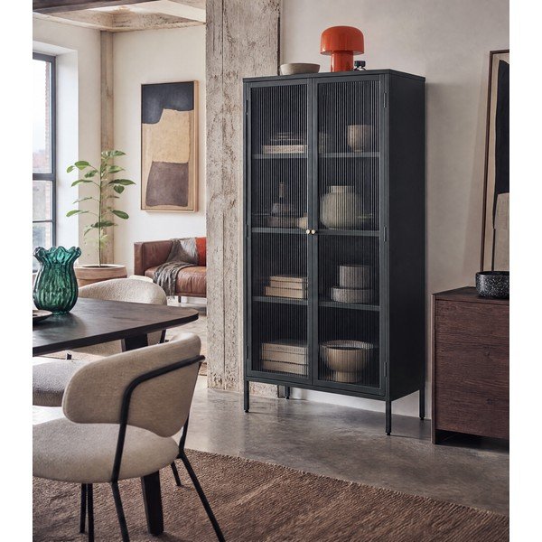 Ciemnozielona metalowa witryna 90x190 cm Bronco – Unique Furniture-image-1