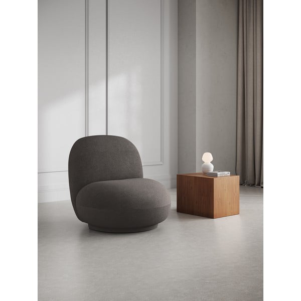 Szary fotel z materiału bouclé Chuck – Micadoni Home-image-1