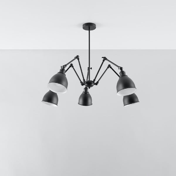 Czarna lampa wisząca z metalowym kloszem 70x70 cm Matilda Shade – Sollux-image-2