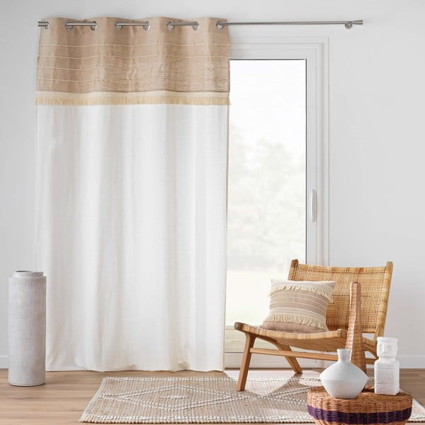 Biało-brązowa zasłona z mieszanki juty 140x240 cm Cirrus – douceur d'intérieur-image-1