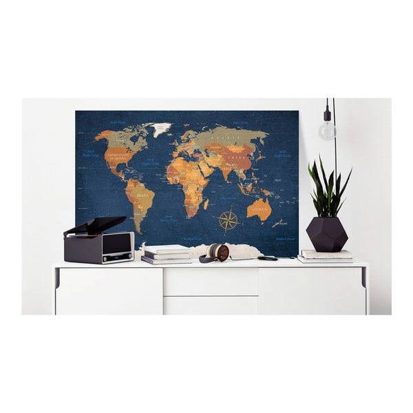 Tablica z mapą świata Bimago Ink Oceans 90x60 cm-image-1