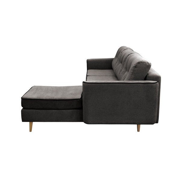 Ciemnoszary narożnik rozkładany z jasnymi nogami Mazzini Sofas Ladybird, prawostronny-image-4