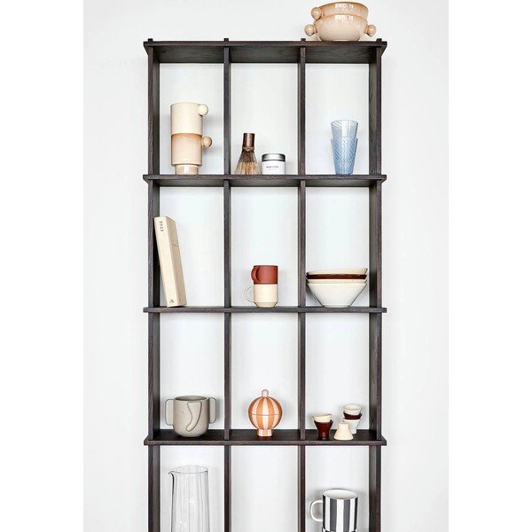 Wielopoziomowa półka z litego drewna jesionowego w ciemnym naturalnym kolorze 58 cm Grid – OYOY Living Design-image-1