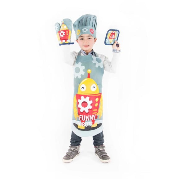 Bawełniany zestaw kuchenny dla dzieci 4 elementy Robot – Tiseco Home Studio