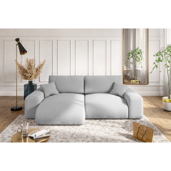 Jasnoszary sztruksowy narożnik (strona zmienna) Justin – Ropez-image-4