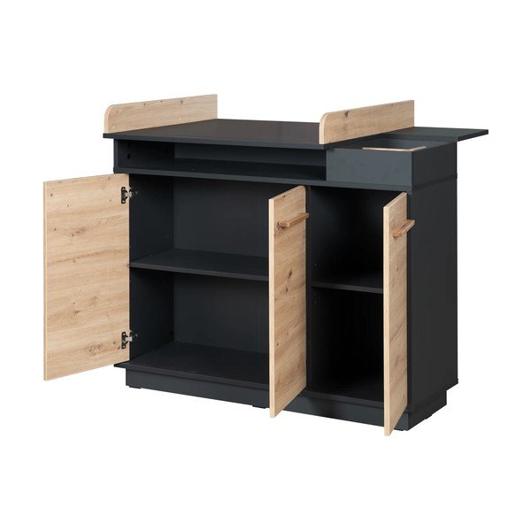 Antracytowa/naturalna niska komoda dziecięca w dekorze dębu z przewijakiem 118x103 cm Lenn – Roba-image-3