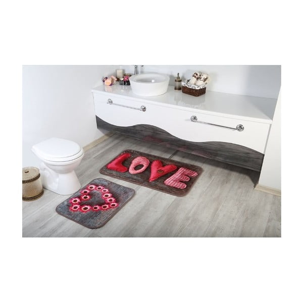 Komplet 2 dywaników łazienkowych Aksu Love