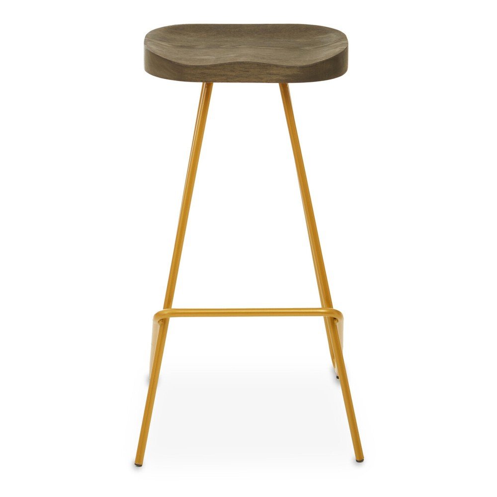 Hoker z litego drewna wiązu w kolorze złota/w naturalnym kolorze (wysokość siedziska 78 cm) District – Premier Housewares (zdjęcie 3)