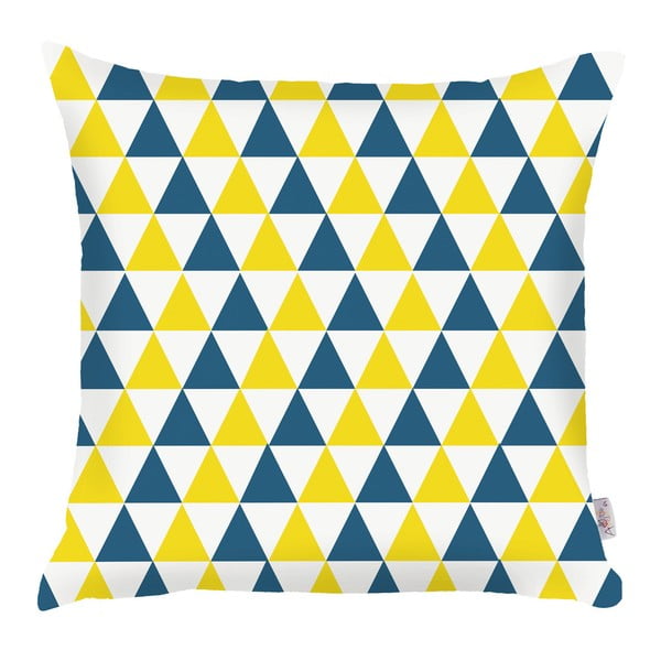 Niebiesko-żółta poszewka na poduszkę Mike & Co. NEW YORK Triangles, 43x43 cm