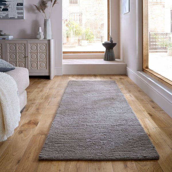 Szary wełniany chodnik tkany ręcznie 80x230 cm Harris Boucle – Flair Rugs-image-1