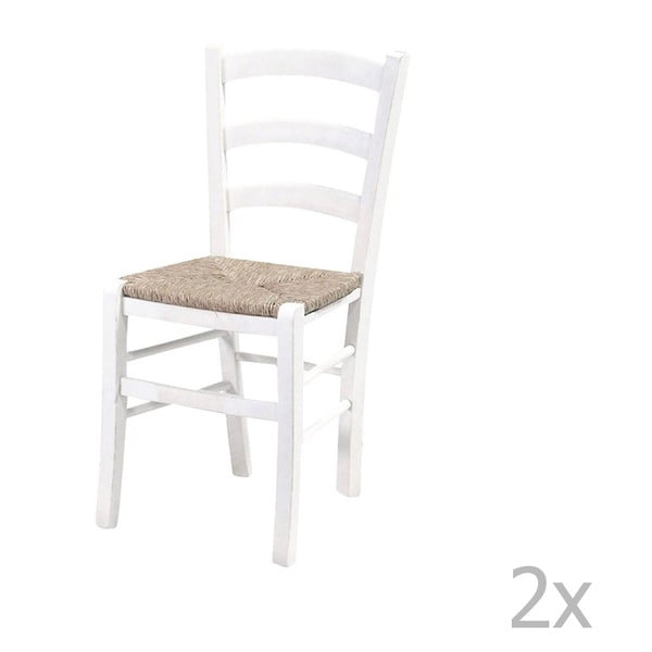 Zestaw 2 białych krzeseł z konstrukcją z litego drewna bukowego Evergreen House Straw